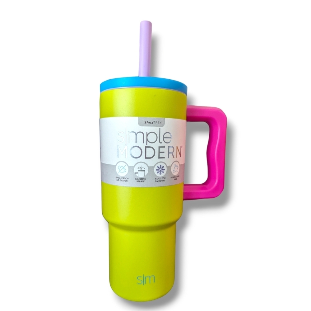 New Simple Modern Tumbler Colorblock Water Bottle RARE Colorful Straw Cup